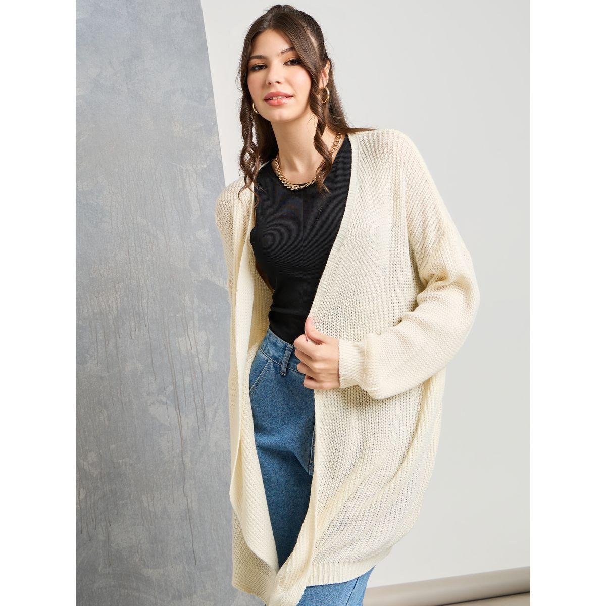 Styli Solid Knit Midi Length Cardigan-women-clothing-cardigansandjumpers-jumpers-image-1