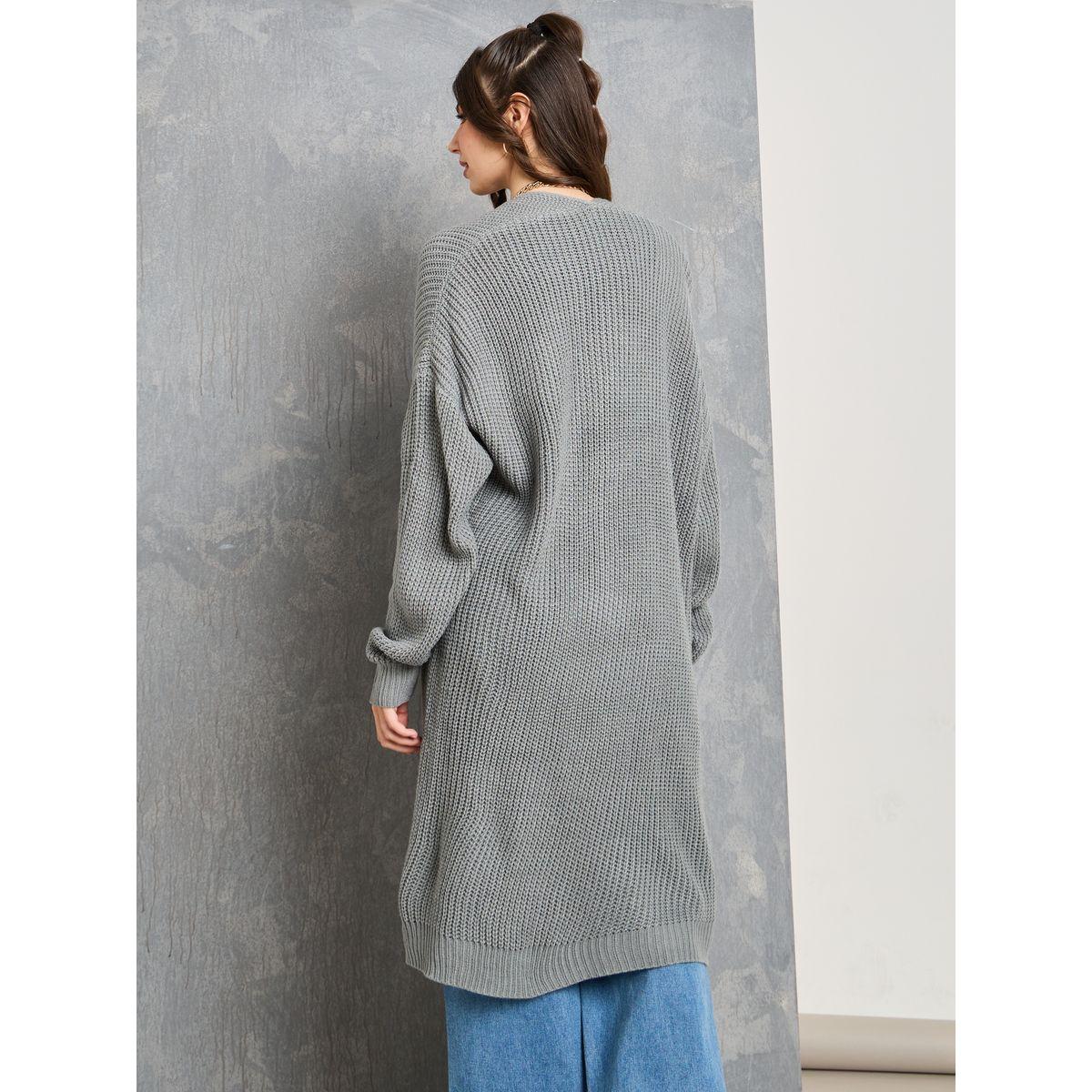Styli Solid Textured Mid Length Oversized Cardigan-women-clothing-cardigansandjumpers-jumpers-image-4