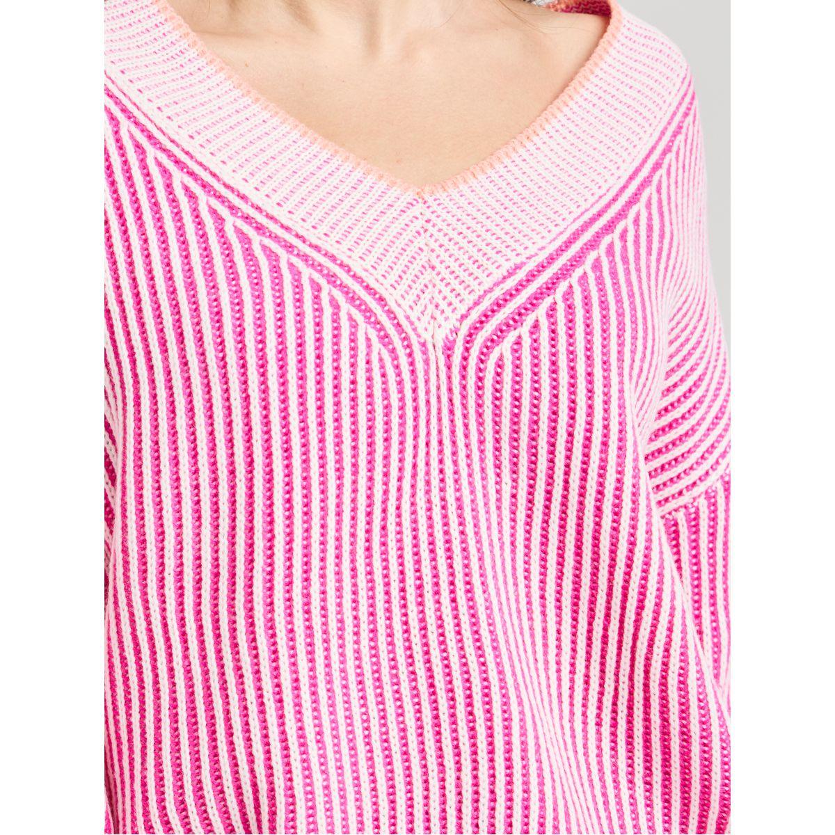 Styli Stripe Pattern Drop Shoulder Oversized Sweater-women-winterwear-cardigansandjumpers-cardigans-image-3