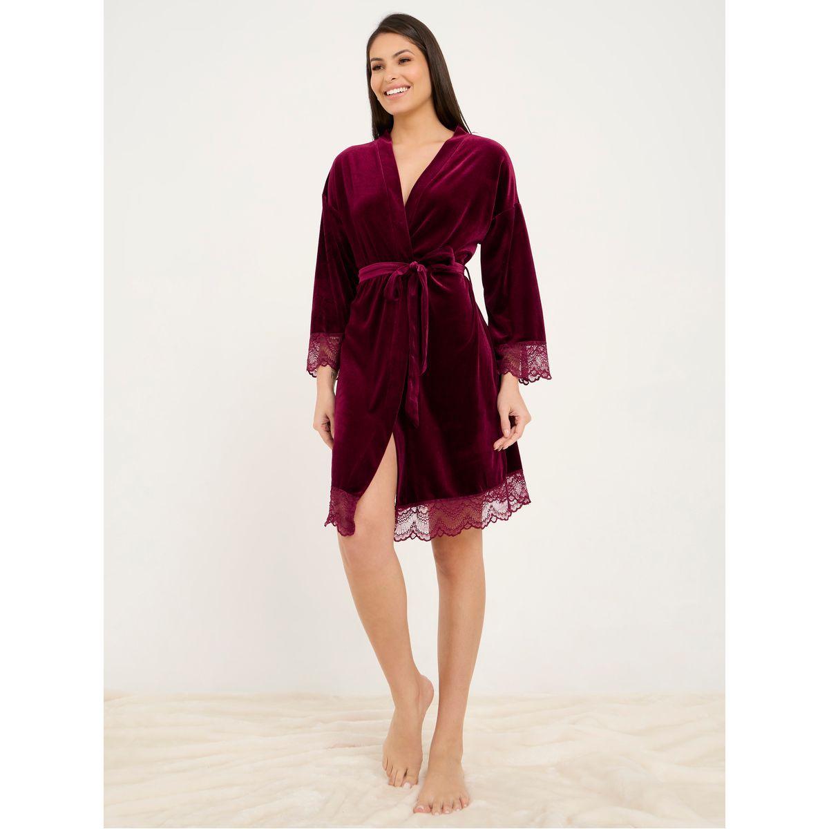 Styli Unwind Velvet Lace Edge Pocket Robe-women-clothing-nightwear-robes-image-1