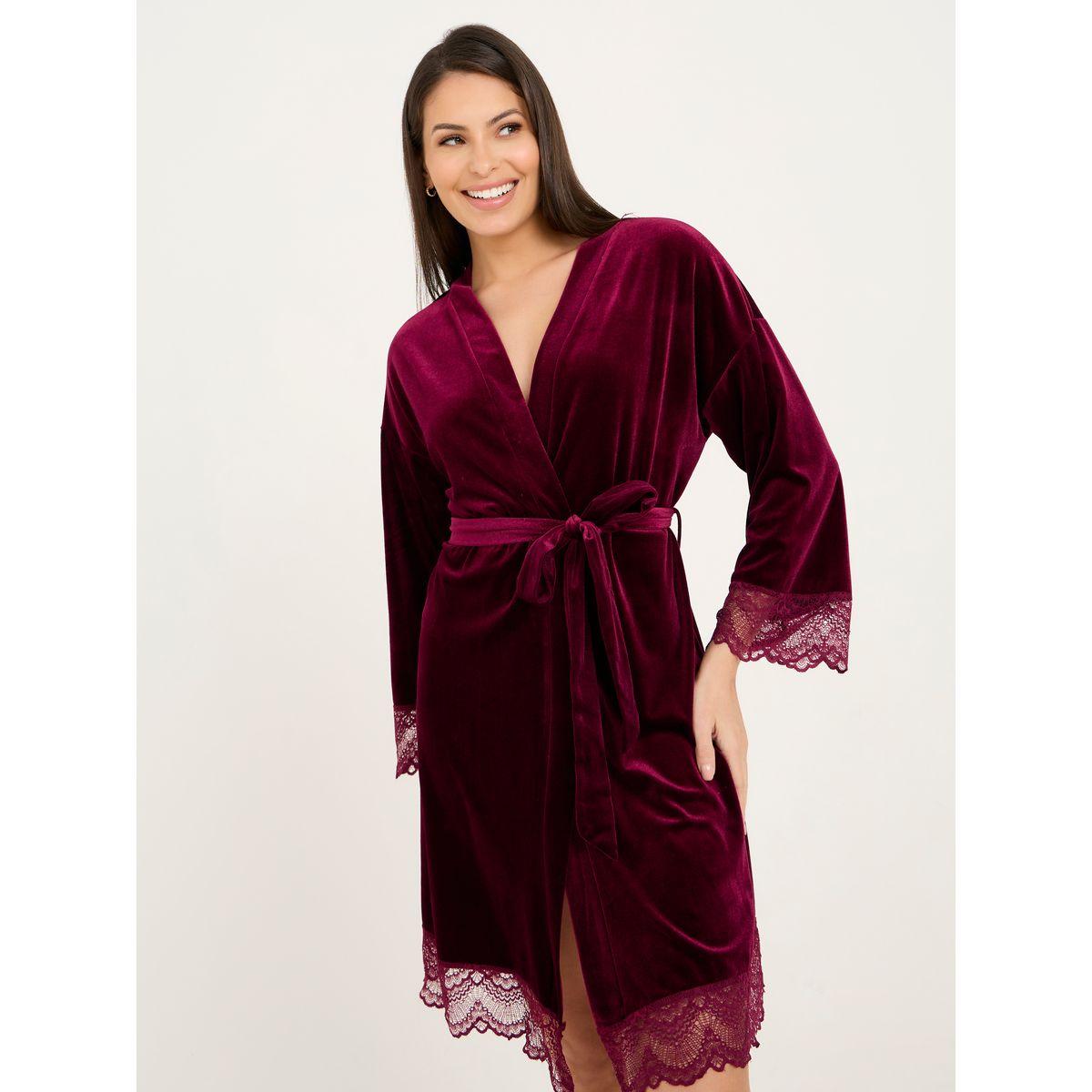 Styli Unwind Velvet Lace Edge Pocket Robe-women-clothing-nightwear-robes-image-2