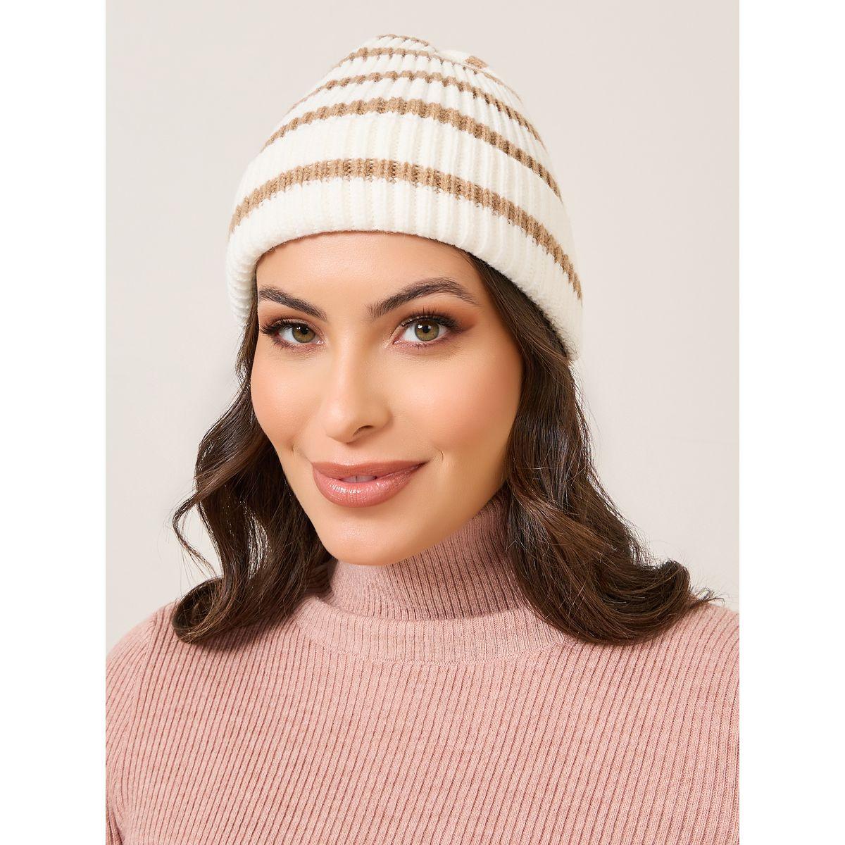 Styli Two Tone Striped Design Beanie-women-clothingaccessories-capsandhats-image-1