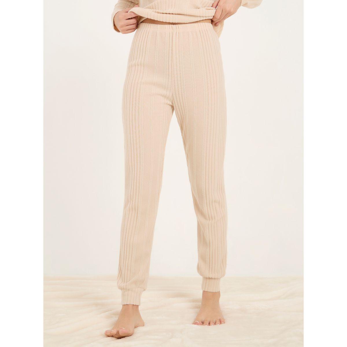 Styli Unwind Side Slit Ribbed Longline Top & Jogger Lounge Set-women-clothing-coordsets-image-3