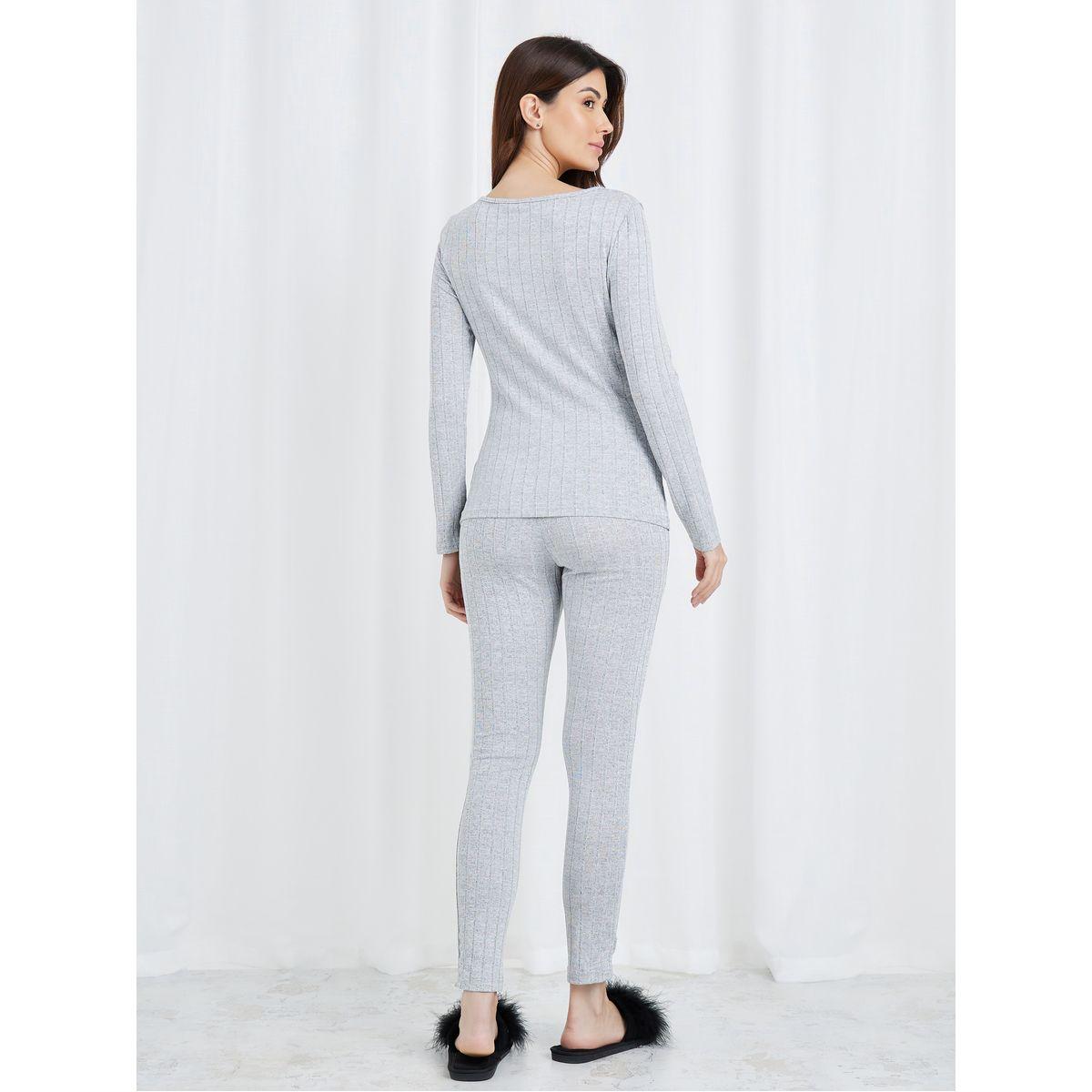 Styli Unwind Lace Trim Ribbed Long Sleeve Top & Leggings Set-women-clothing-nightwear-pyjamas-longsets-image-6