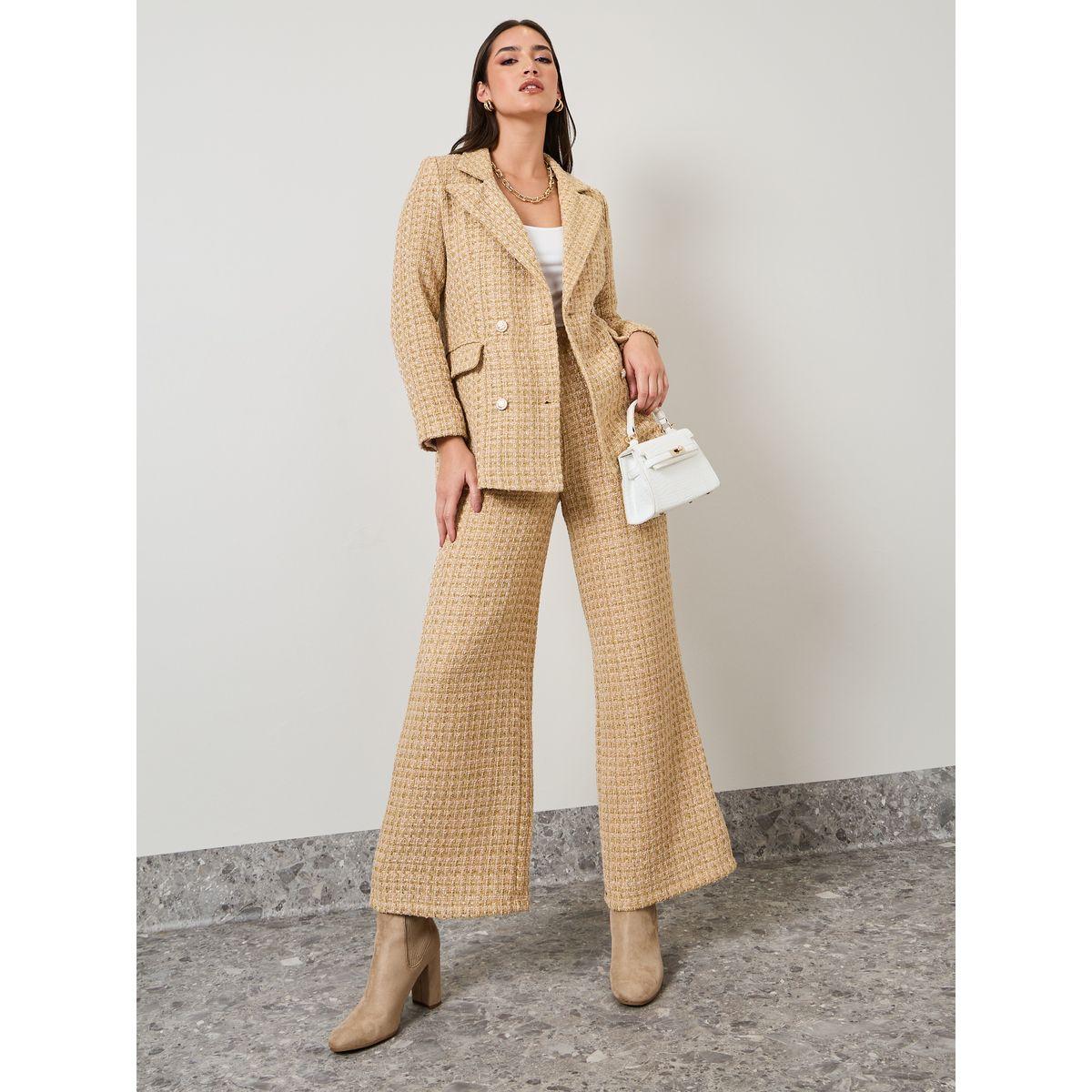 Styli Tweed Straight Leg Trouser with Zip Closure-women-clothing-bottoms-trousers-image-1