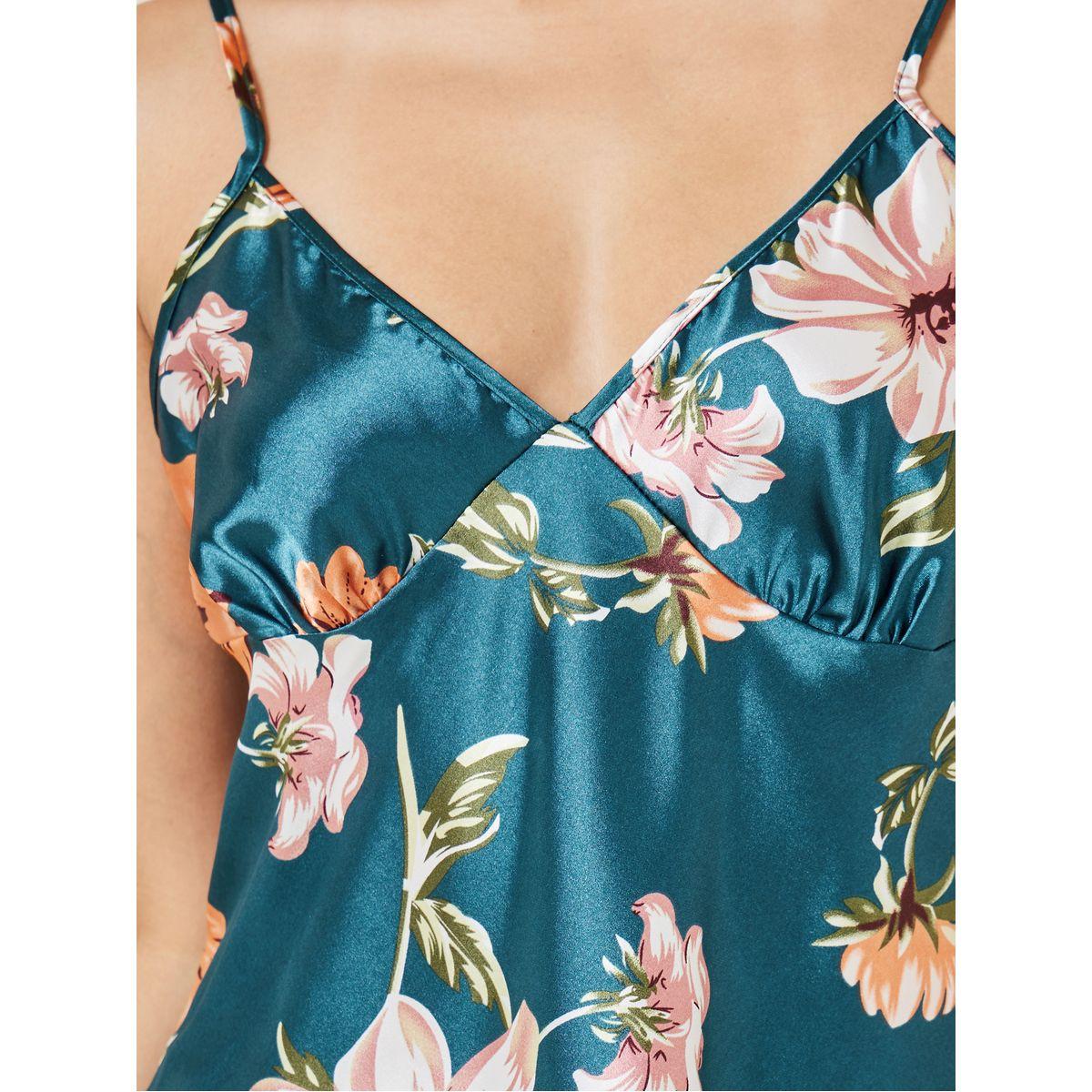 Styli Unwind All Over Print Floral Satin Cami & Pyjama Set-women-clothing-nightwear-pyjamas-longsets-image-4