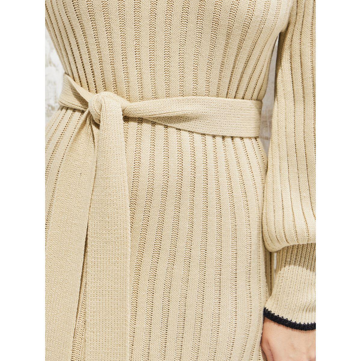 Styli Limited Flared Knit Sweater Midi Dress With Belt-women-clothing-dresses-image-4