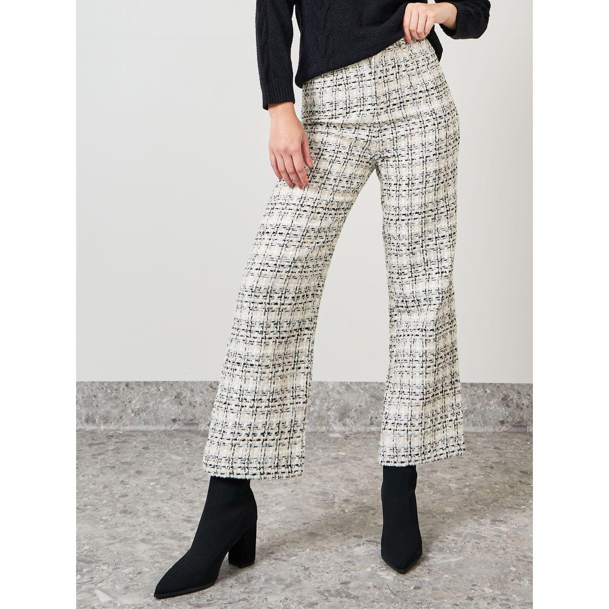 Styli Tweed Straight Leg Trouser with Zip Closure-women-clothing-bottoms-trousers-image-1