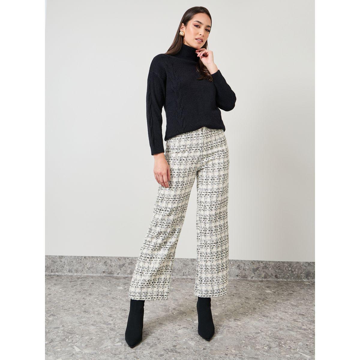 بنطال تويد بقصة أرجل مستقيمة-women-clothing-bottoms-trousers-image-2