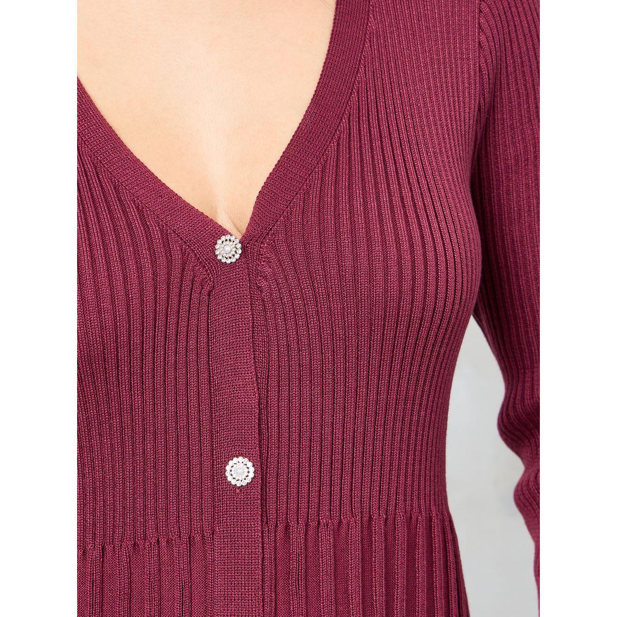 Styli Textured Knit Buttoned Front Sweater Midi Dress-women-clothing-dresses-image-3