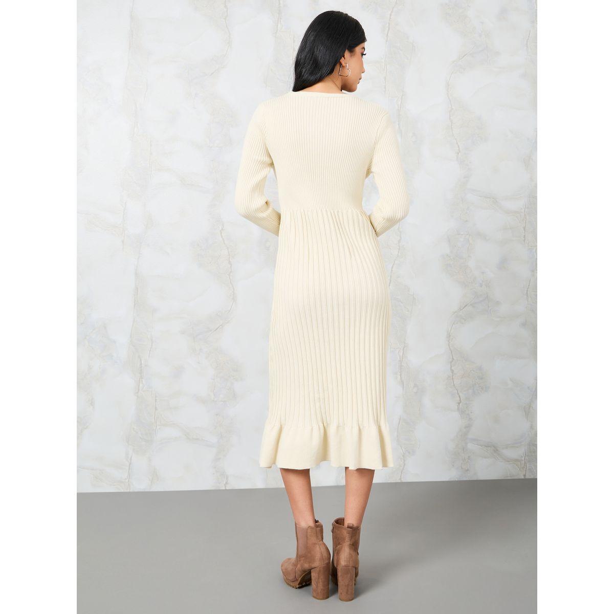 Styli Textured Knit Buttoned Front Sweater Midi Dress-women-clothing-dresses-image-4