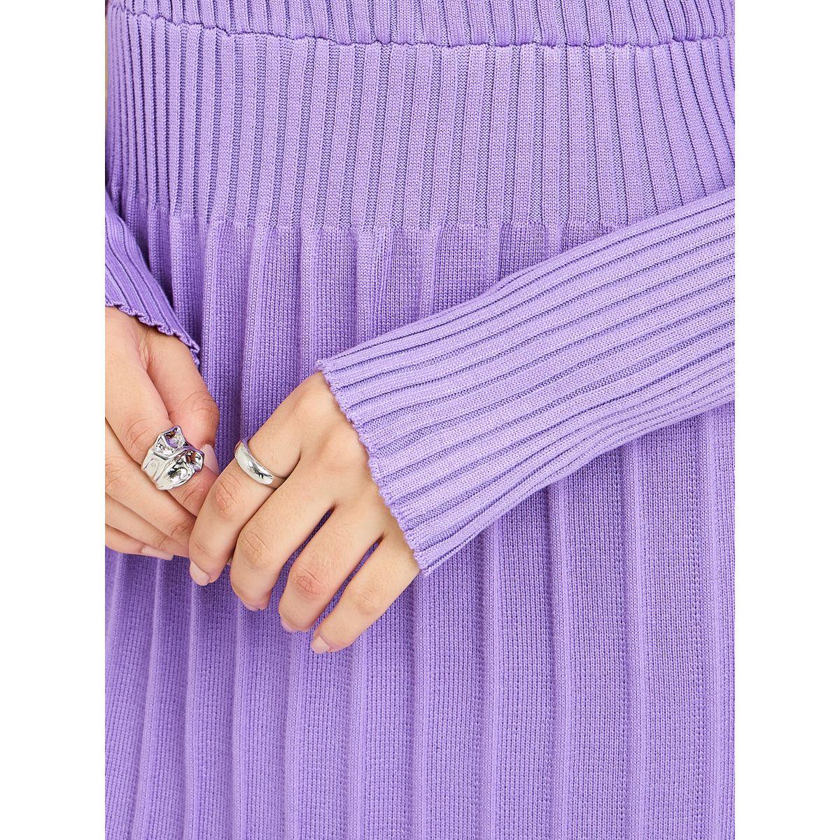 Styli Striped Hem Textured Knit Sweater Midi Dress-women-clothing-dresses-image-3