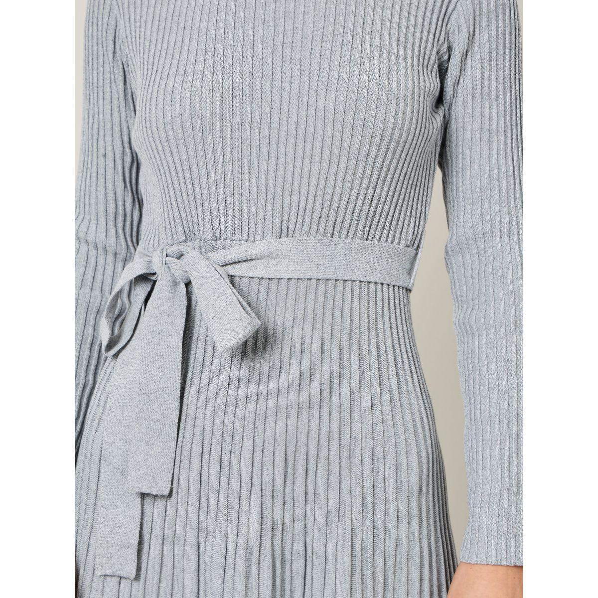 Styli Solid Belted Pleated A-Line Midi Dress-women-clothing-dresses-image-3