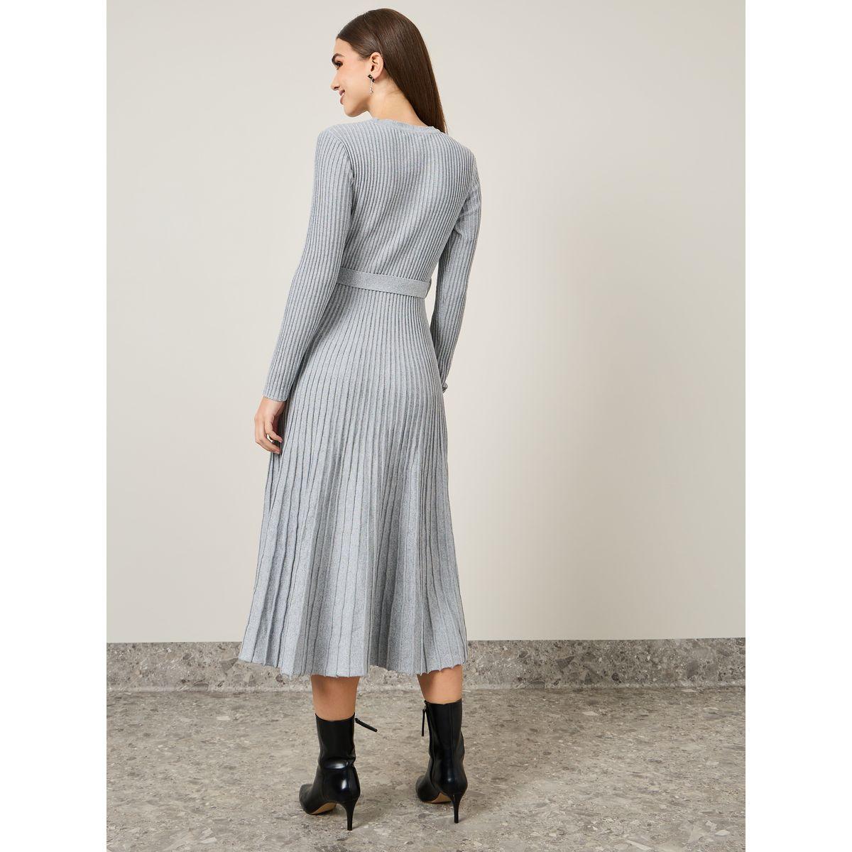 فستان ميدي سادة برباط خصر-women-clothing-dresses-image-4
