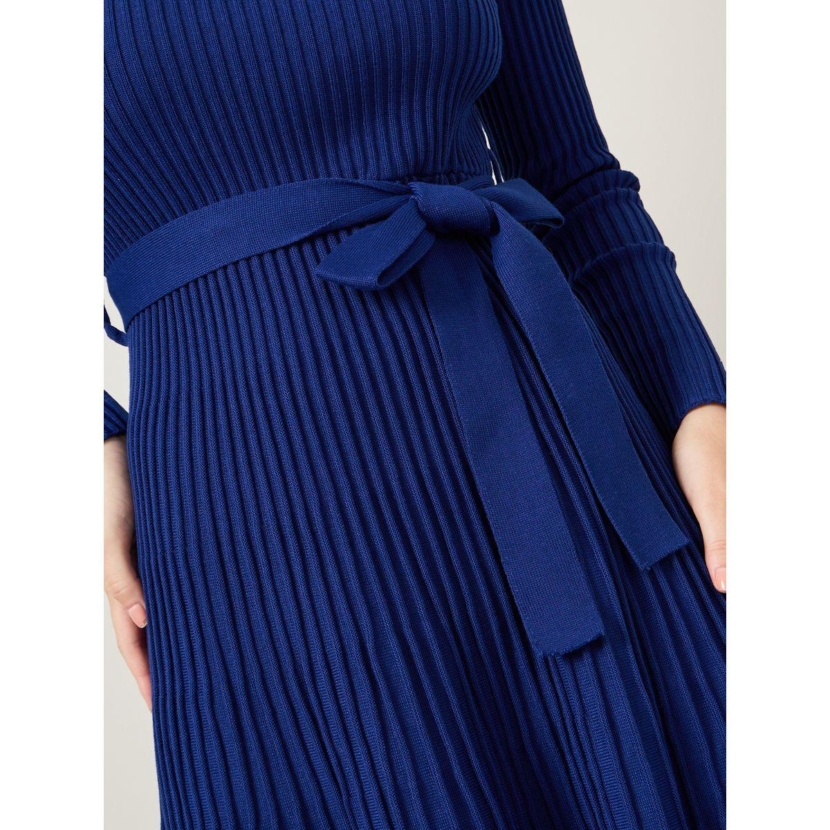 فستان ميدي سادة بحزام خصر-women-clothing-dresses-image-3