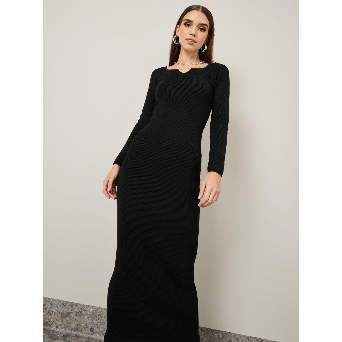 فستان طويل بياقة على شكل قلب-women-clothing-dresses-image-2
