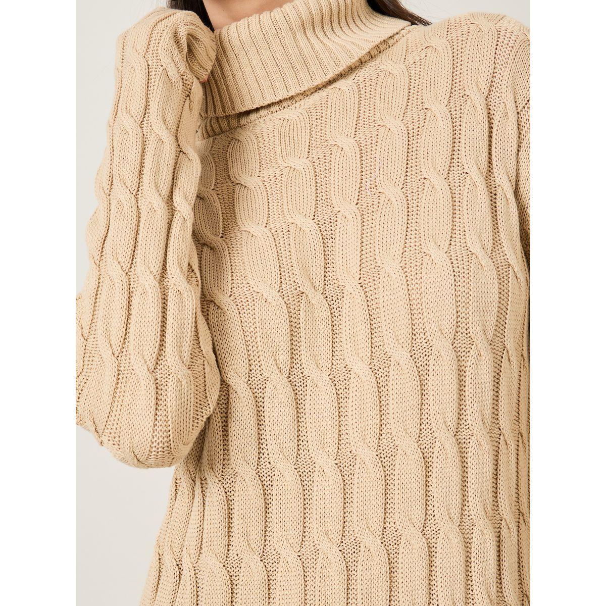 Styli Turtle Neck Chunky Knit Sweater Midi Dress-women-clothing-dresses-image-3