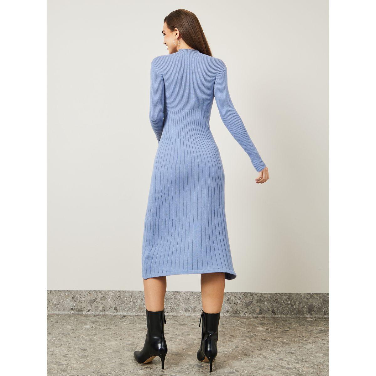 Styli Wide Ribbed High Neck Sweater Midi Dress-women-clothing-dresses-image-4
