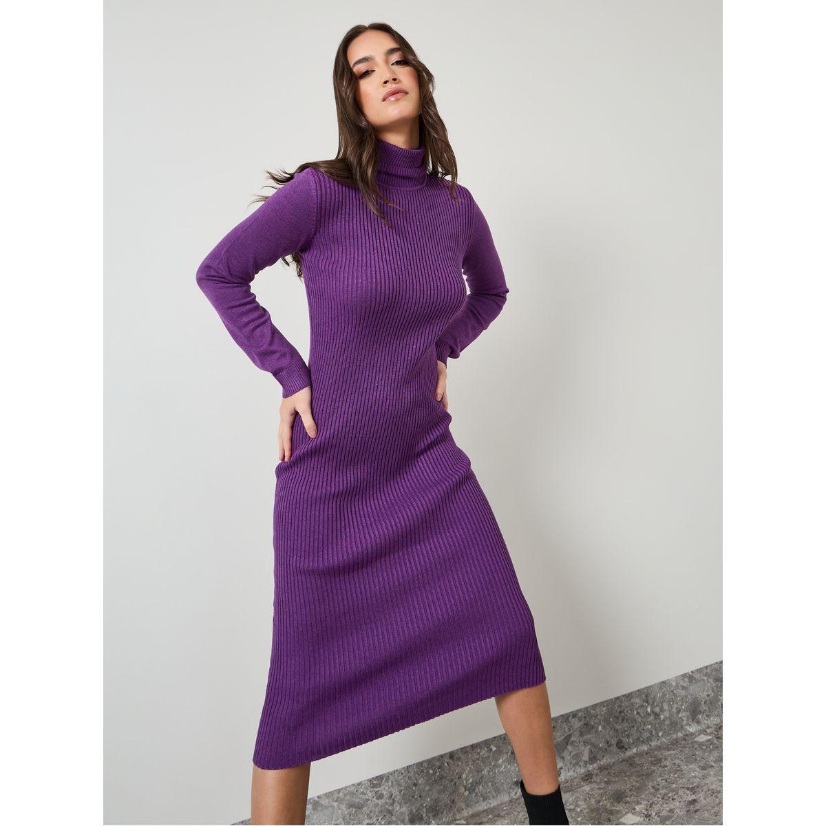Styli Turtle Neck Ribbed Knit Sweater Midi Dress-women-clothing-dresses-image-2