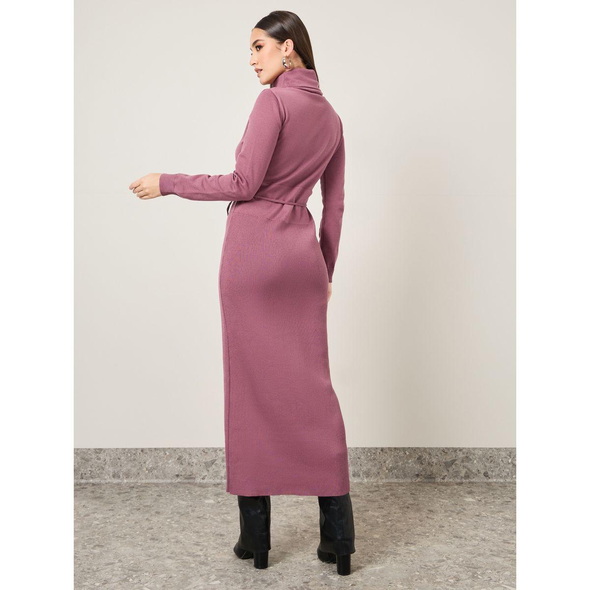 Styli Turtle Neck Ribbed Sweater Maxi Dress-women-clothing-dresses-image-4