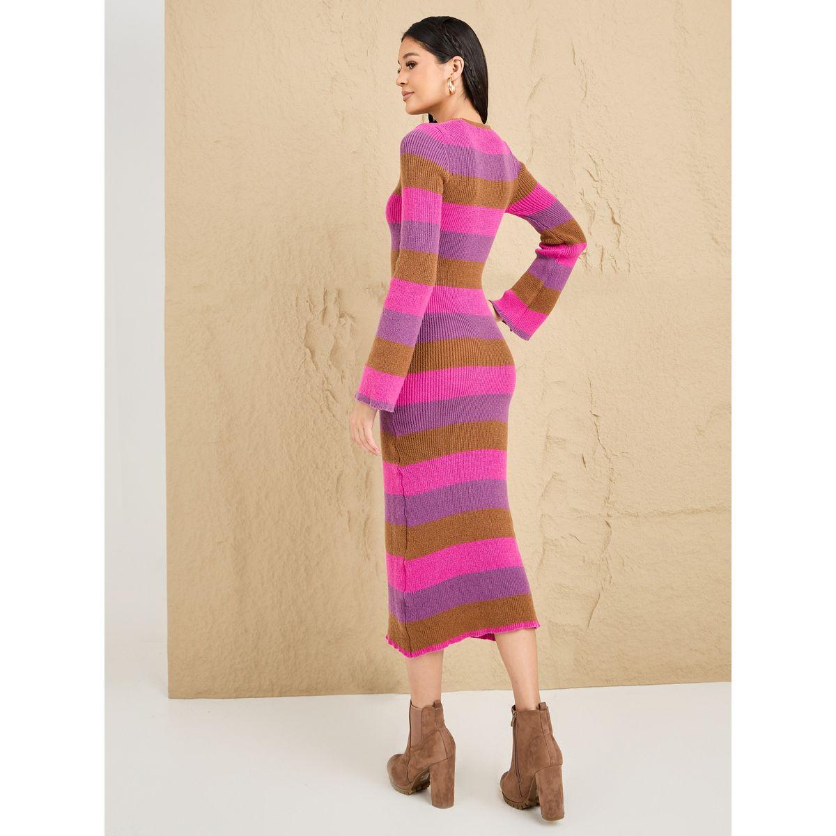 Styli Multi Striped Knitted Sweater Midi Dress-women-clothing-dresses-image-4