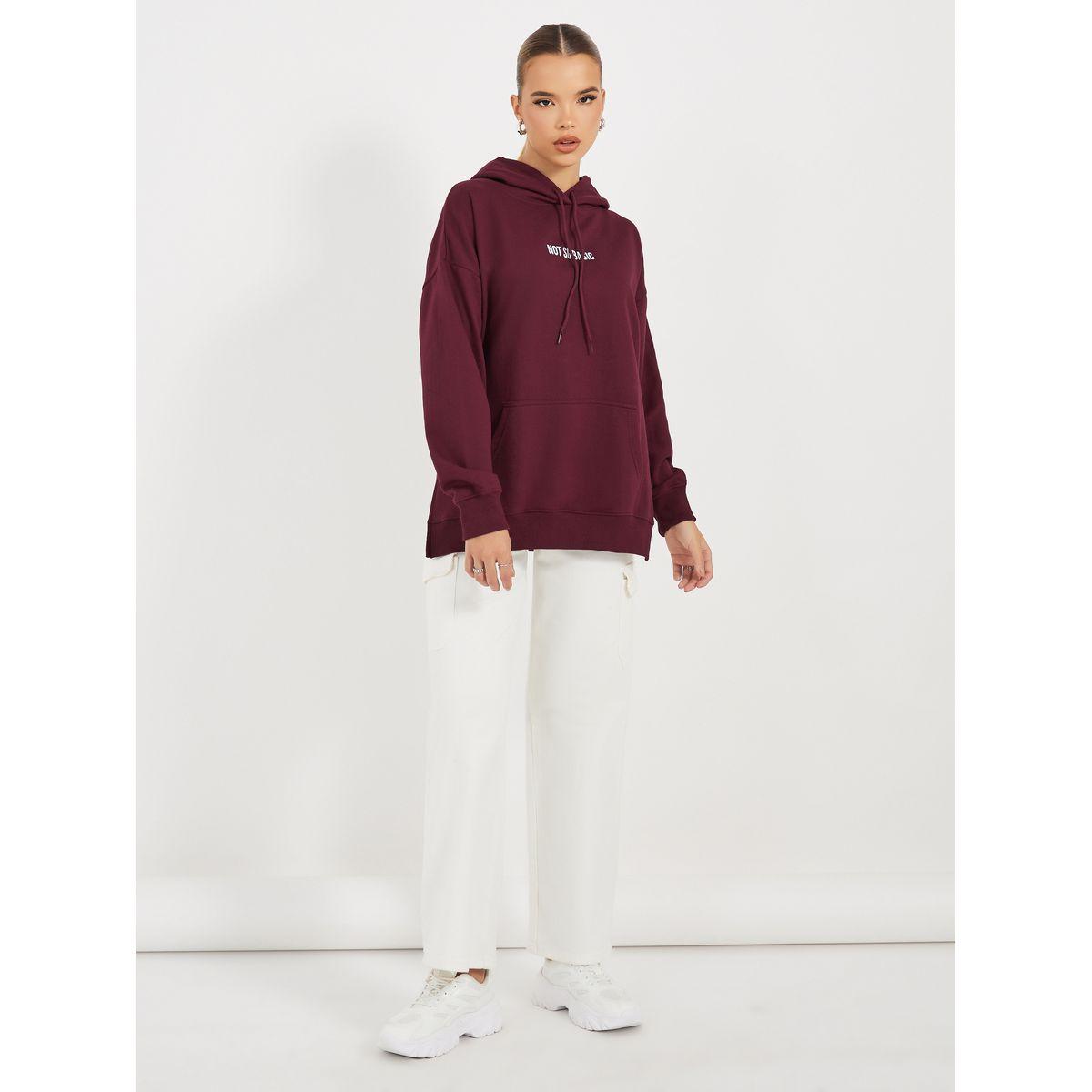 Styli Oversized Longline Slogan Hoodie with Side Slits-women-clothing-hoodiesandsweatshirts-hoodies-image-2