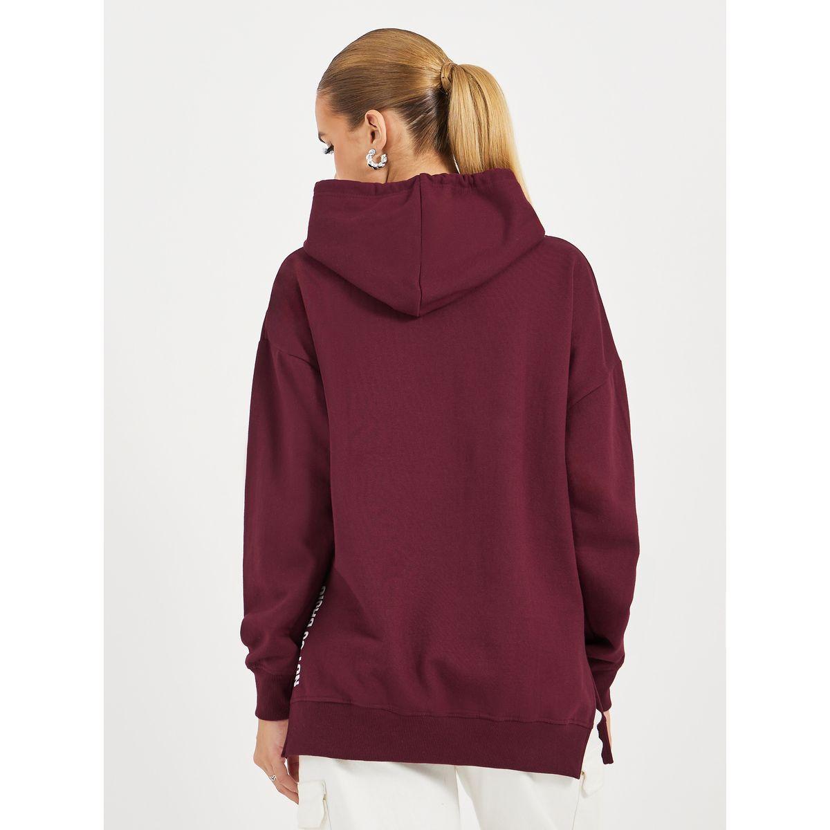 Styli Oversized Longline Slogan Hoodie with Side Slits-women-clothing-hoodiesandsweatshirts-hoodies-image-5