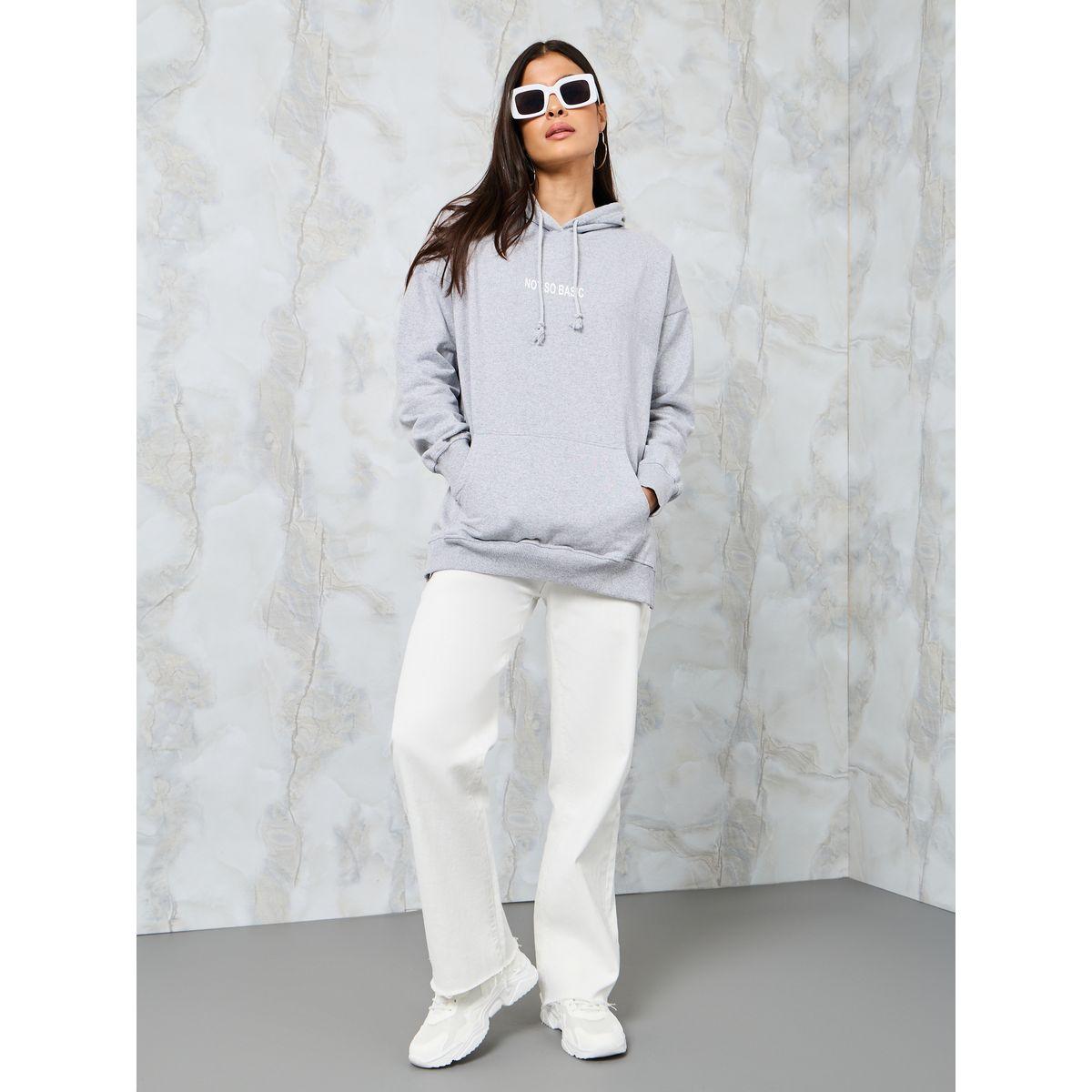 Styli Oversized Slogan Longline Hoodie with Side Slit-women-winterwear-hoodiesandsweatshirts-hoodies-image-2