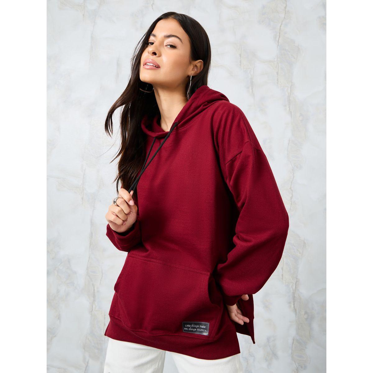 Styli Oversized Longline Hoodie with Badge & Side Slit-women-winterwear-hoodiesandsweatshirts-hoodies-image-1
