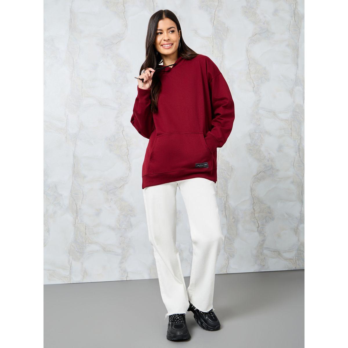 Styli Oversized Longline Hoodie with Badge & Side Slit-women-winterwear-hoodiesandsweatshirts-hoodies-image-2