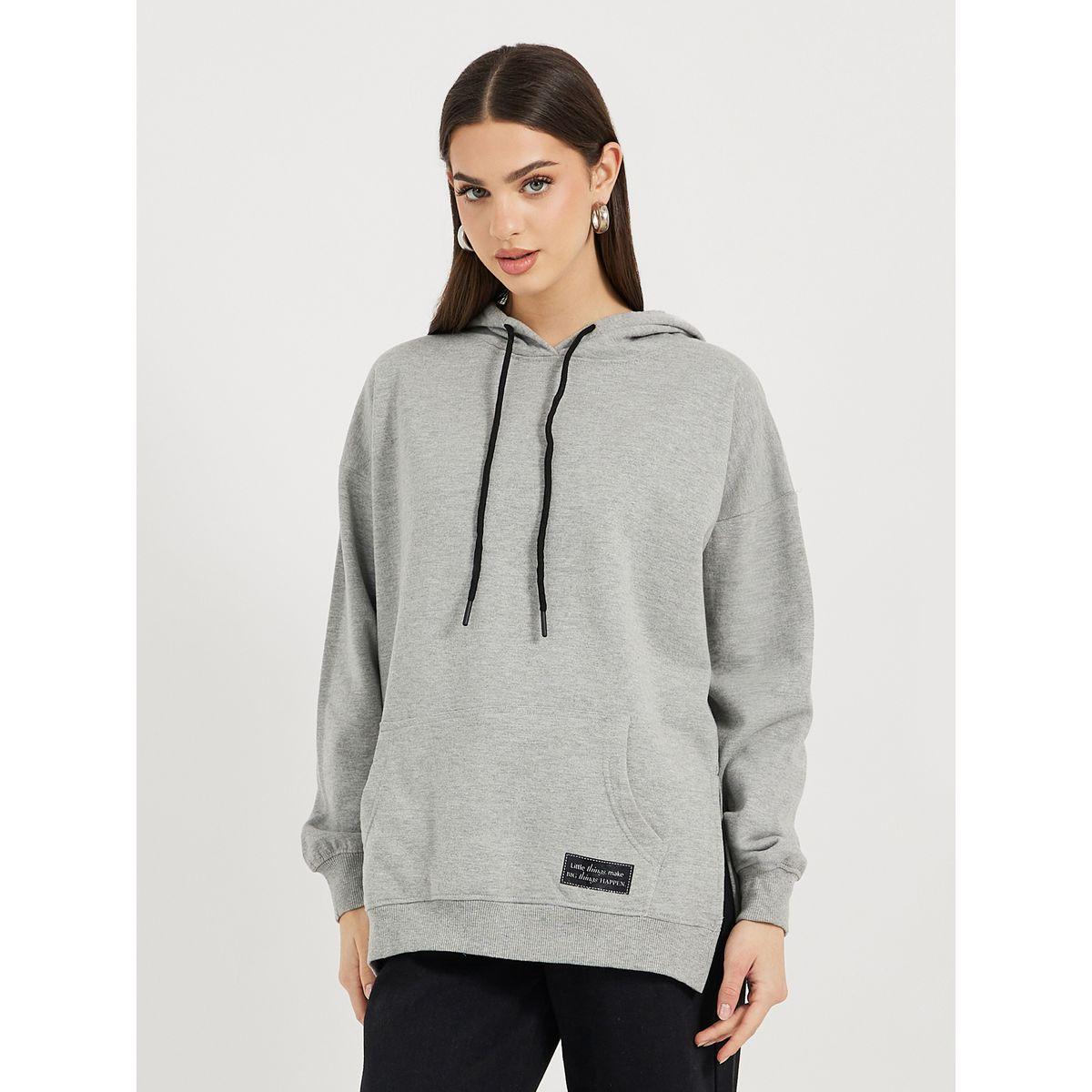 هودي فضفاض بقصة فضفاضة وشق جانبي-women-clothing-hoodiesandsweatshirts-hoodies-image-1