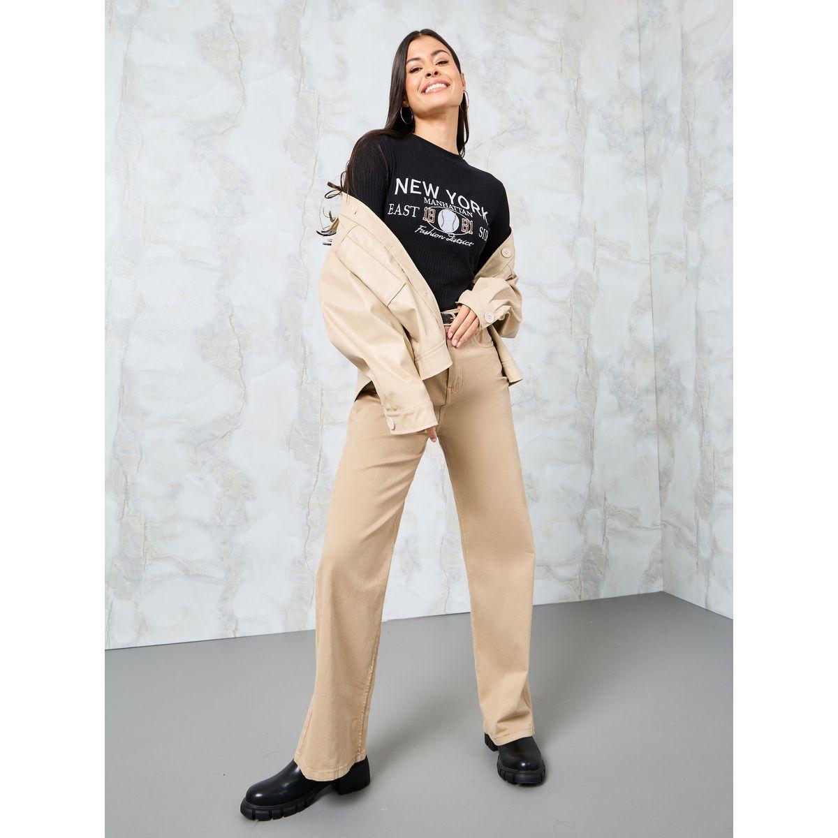 تيشيرت قصير بتفاصيل مضلعة-women-clothing-tshirts-image-1