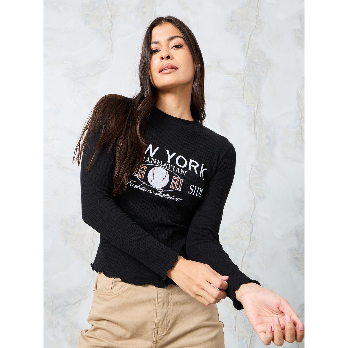 Styli Fitted Embroidered Ribbed Crop T-Shirt-women-clothing-tshirts-image-3