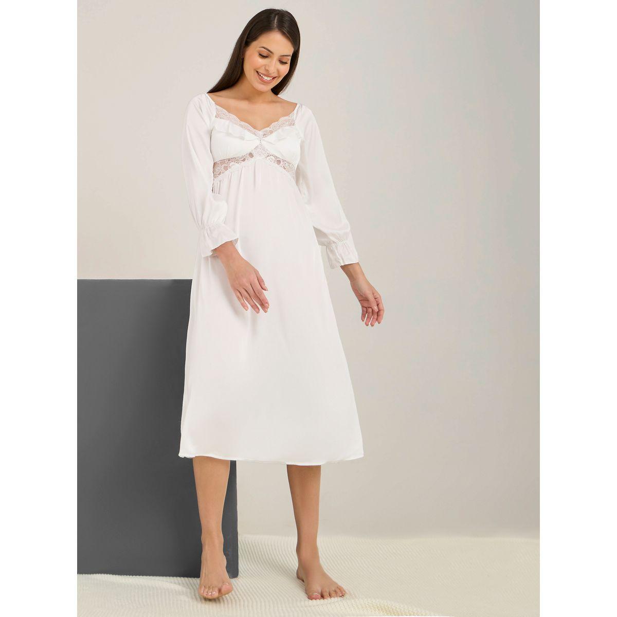 Styli Unwind Scallop Lace & Ruffle Cuff Nightdress-women-clothing-nightwear-nighties-image-1