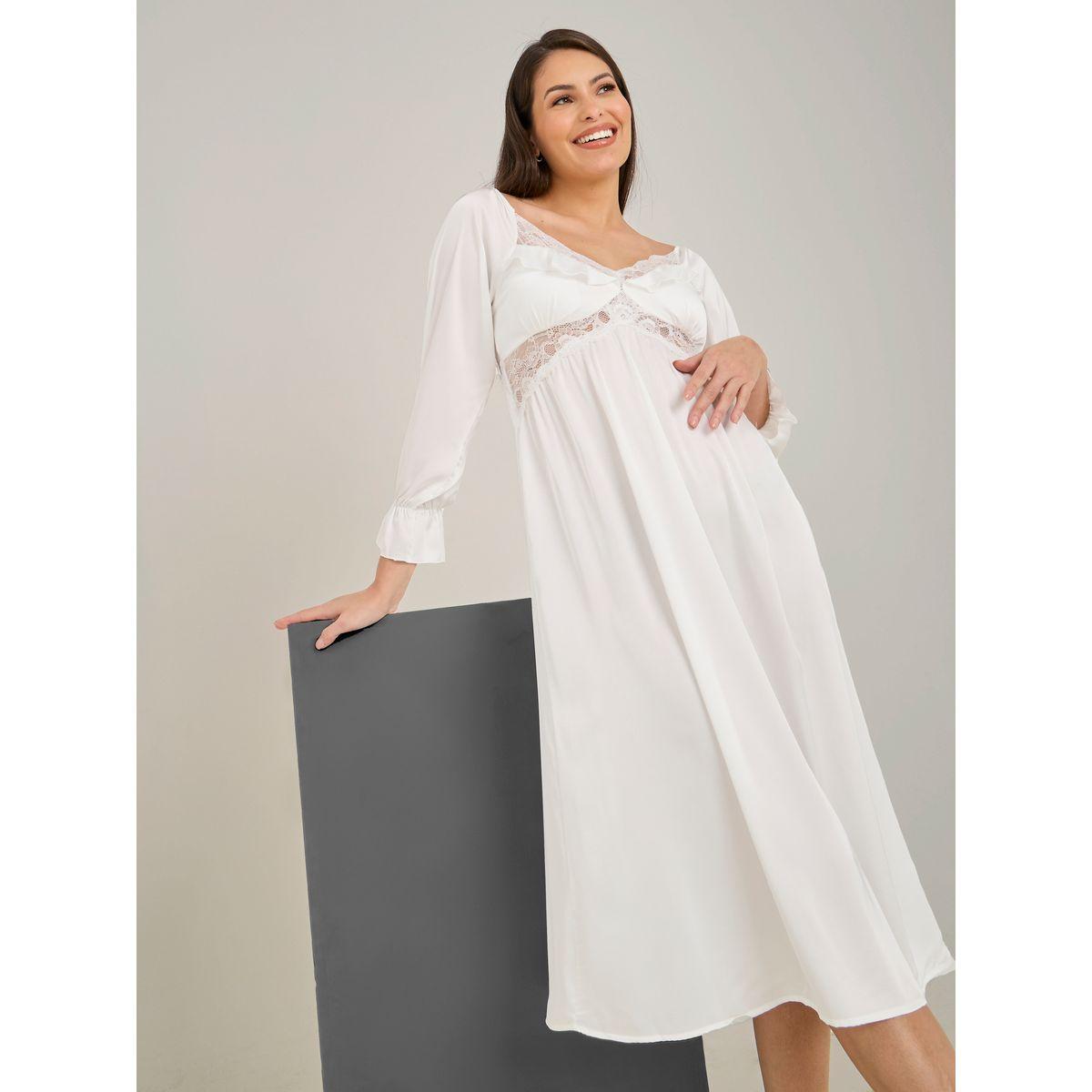 Styli Unwind Scallop Lace & Ruffle Cuff Nightdress-women-clothing-nightwear-nighties-image-2