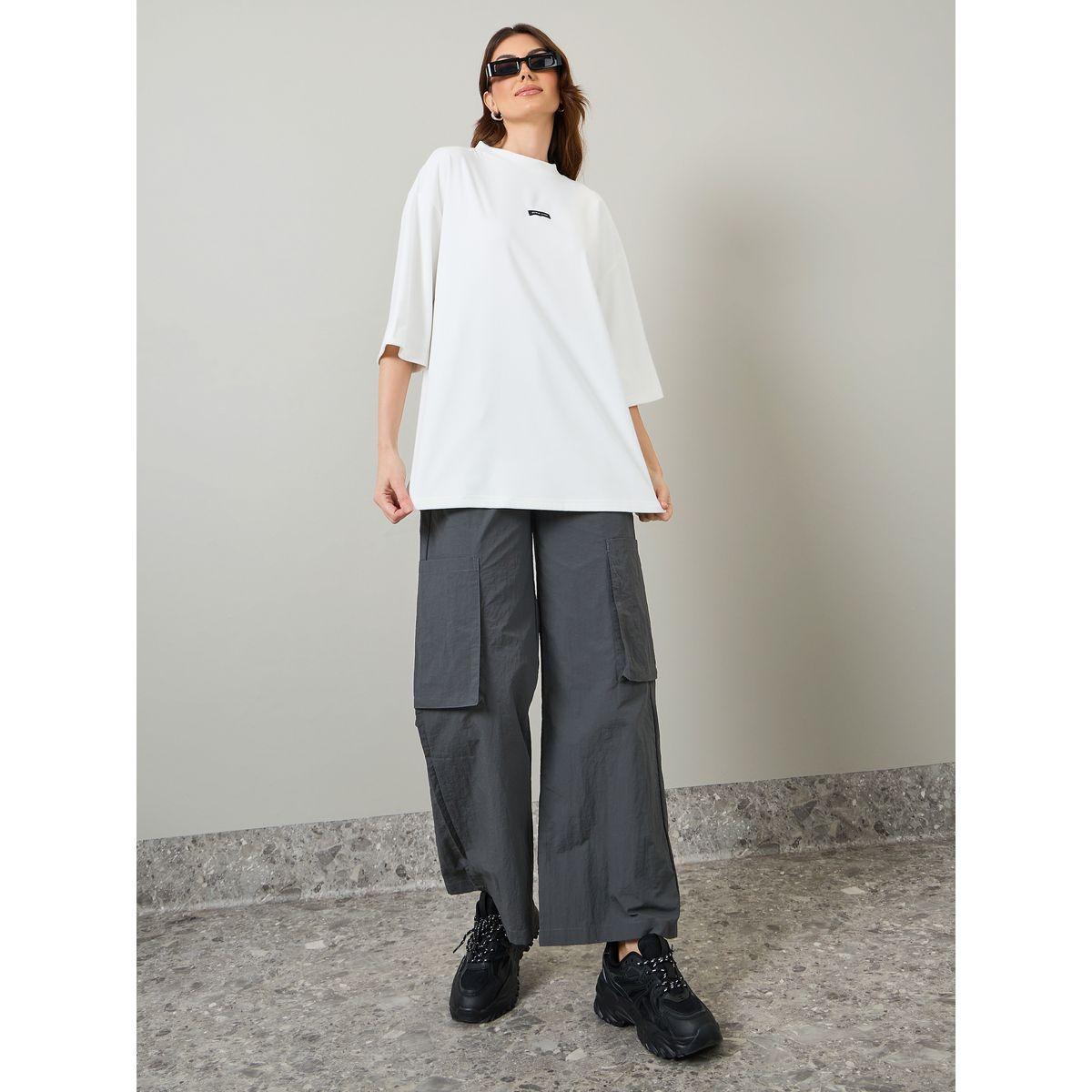 Styli Oversized Slogan Patch Detail Longline T-Shirt-women-clothing-tshirts-image-2
