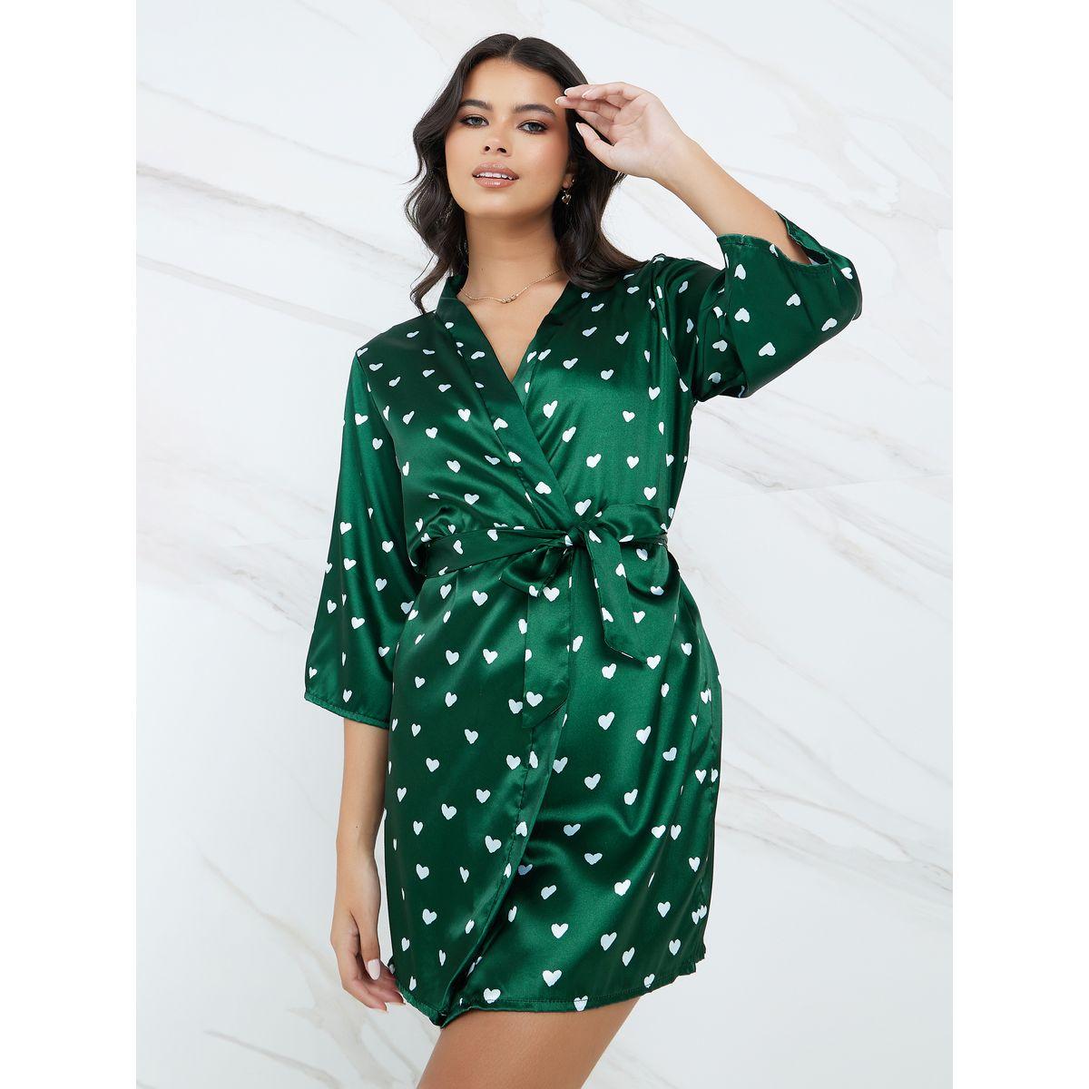 Styli Pack of 3 - Satin Heart Printed Robe, Cami & Shorts-women-clothing-lingerie-lingeriesets-image-3