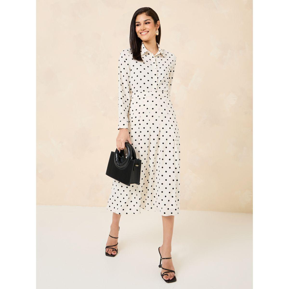 Styli Polka Dot Print Fold Pleated Midi Skirt-women-clothing-bottoms-skirts-image-1
