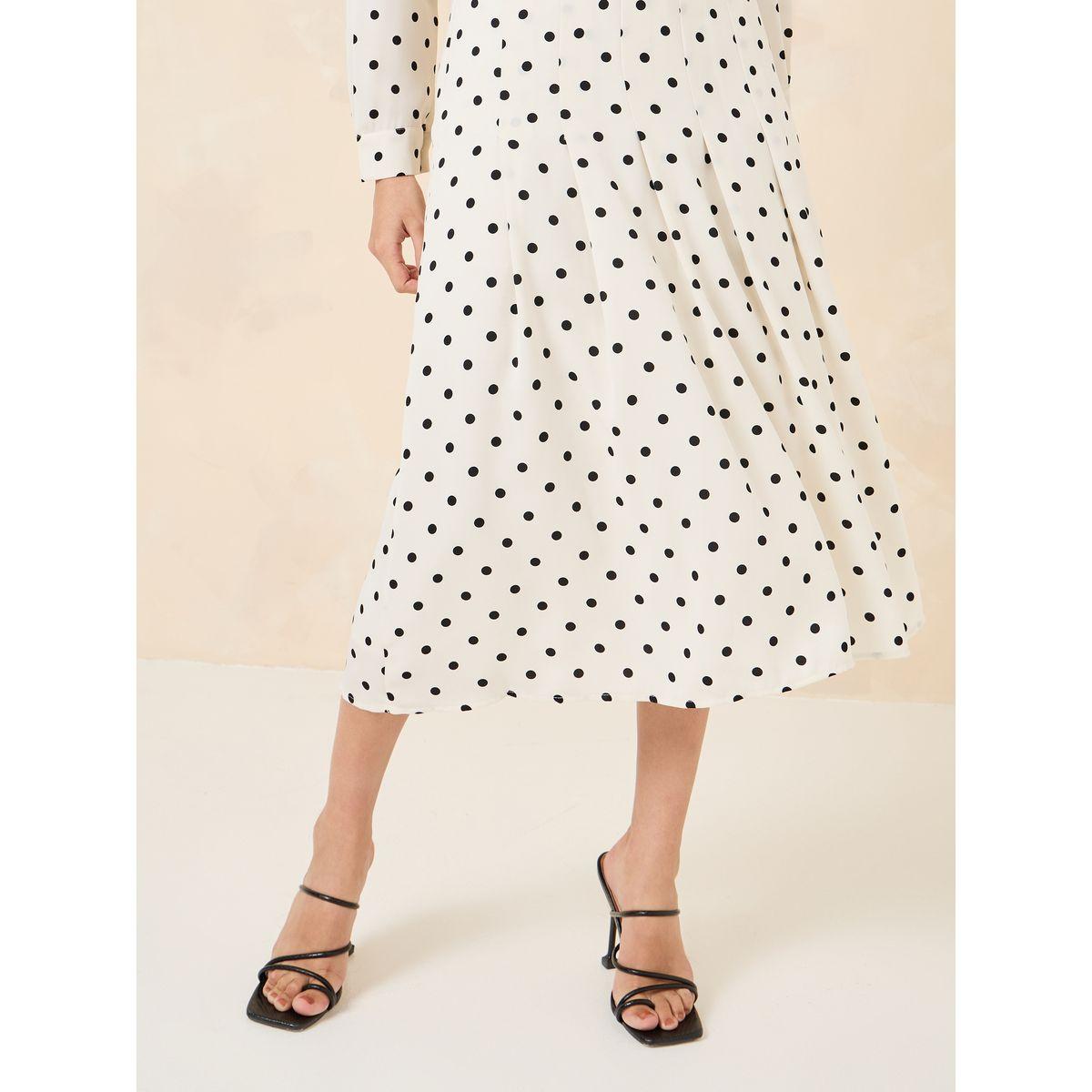 Styli Polka Dot Print Fold Pleated Midi Skirt-women-clothing-bottoms-skirts-image-2