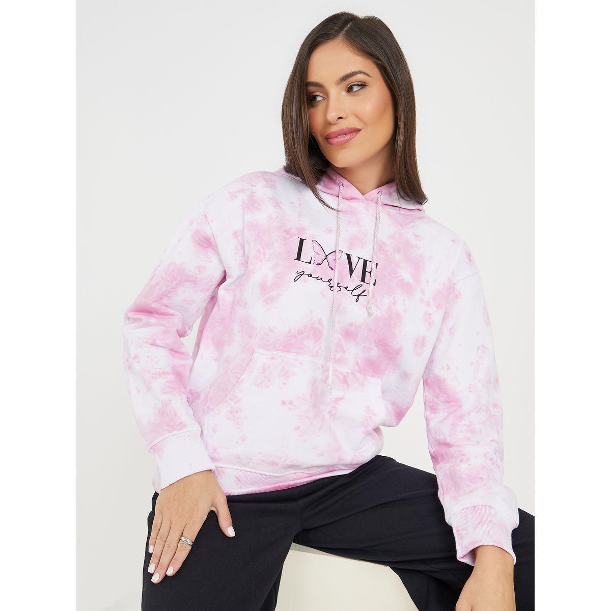 Styli Regular Fit Tie & Dye Slogan Print Hoodie-women-clothing-hoodiesandsweatshirts-hoodies-image-1