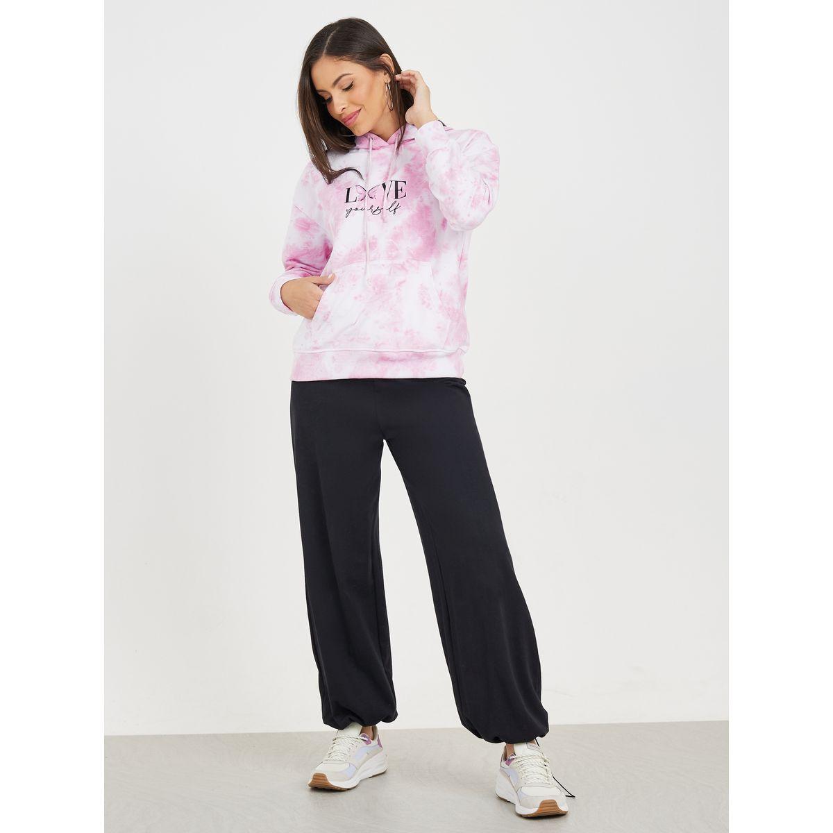 Styli Regular Fit Tie & Dye Slogan Print Hoodie-women-clothing-hoodiesandsweatshirts-hoodies-image-2