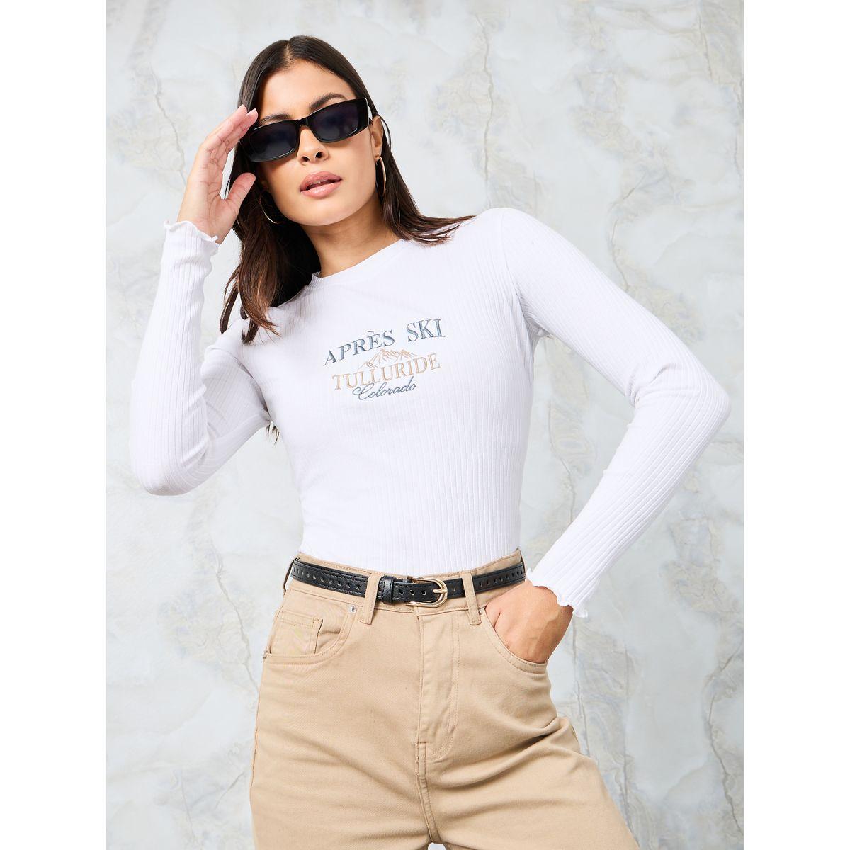 تيشيرت قصير بتفاصيل مُطرّزة-women-clothing-tshirts-image-1