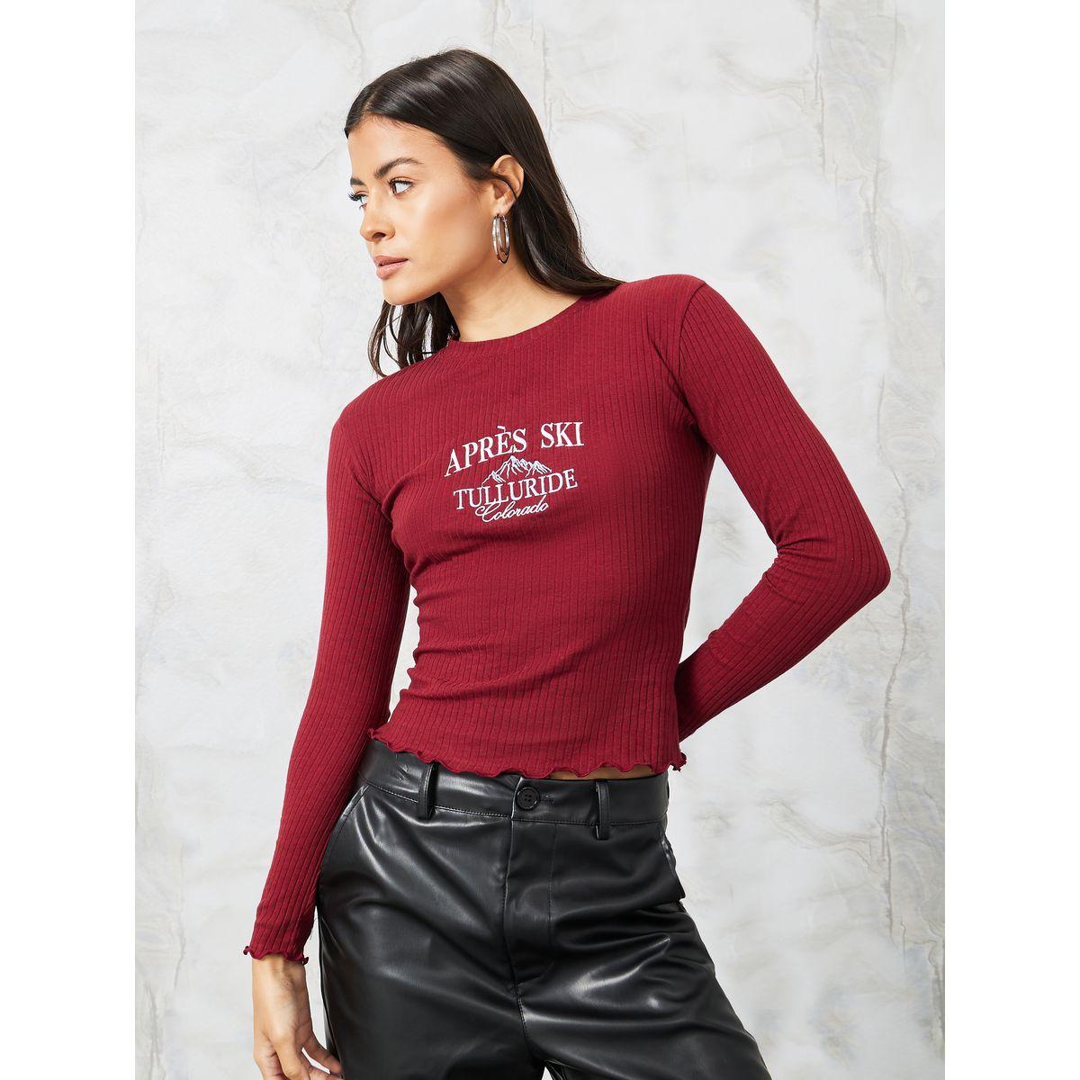 Styli Fitted Embroidered Front Crop T-Shirt-women-clothing-tshirts-image-1