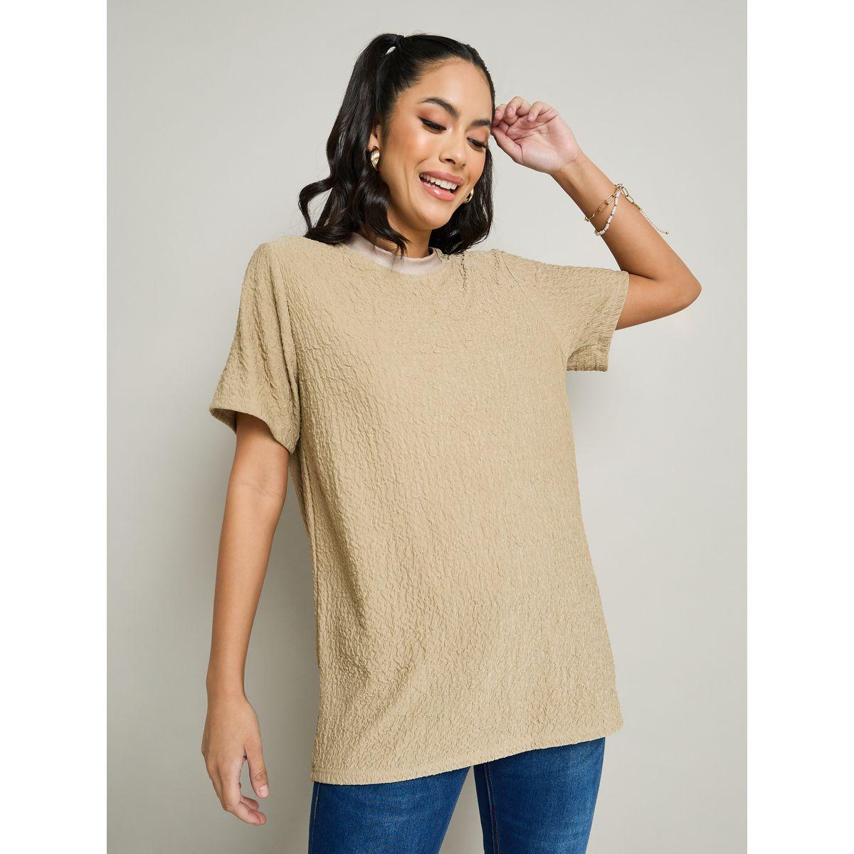 Styli Oversized Textured T-Shirt-women-clothing-tshirts-image-1
