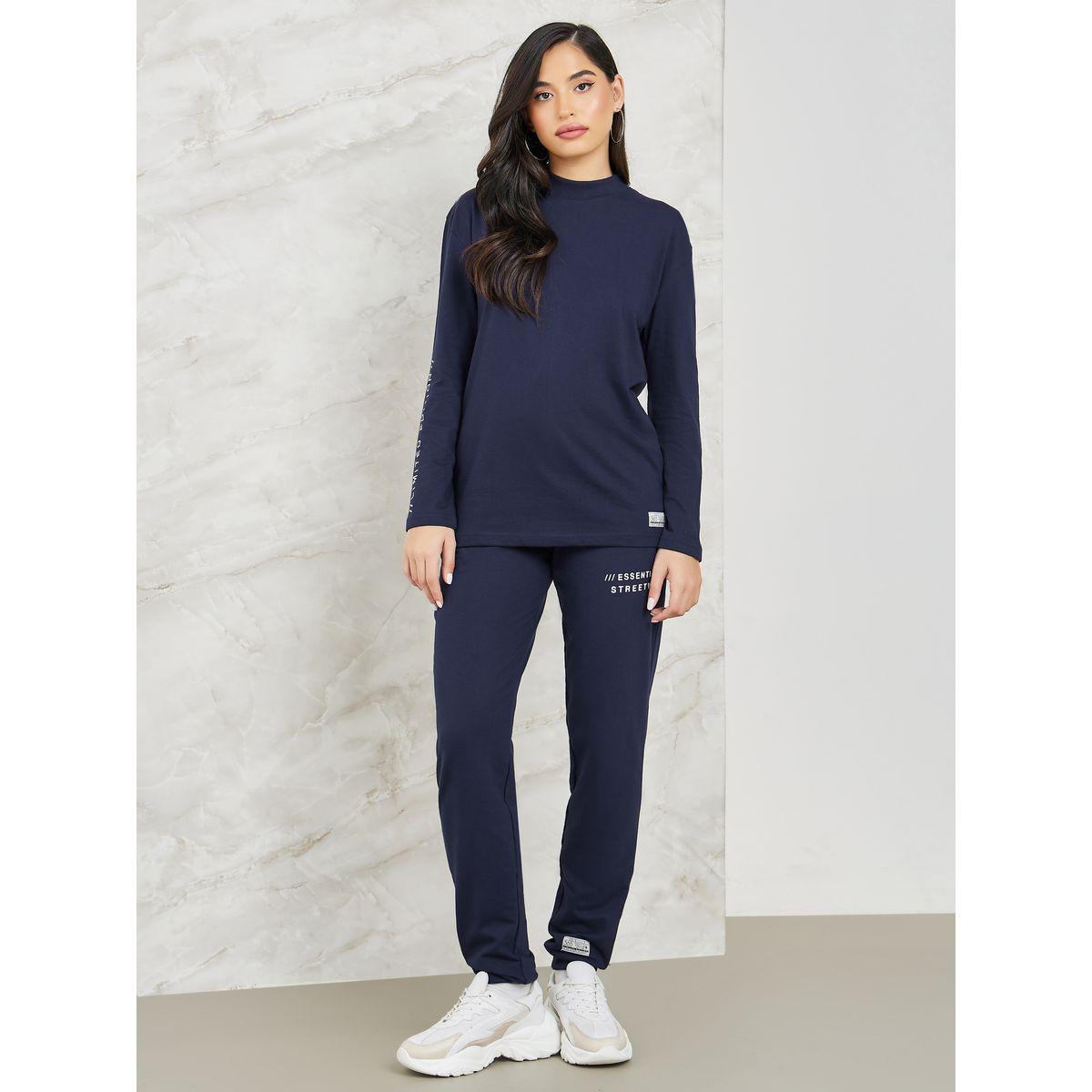 Styli Elevate Front and Back Print Regular Fit T-shirt and Jogger Co-Ords-women-clothing-coordsets-image-1