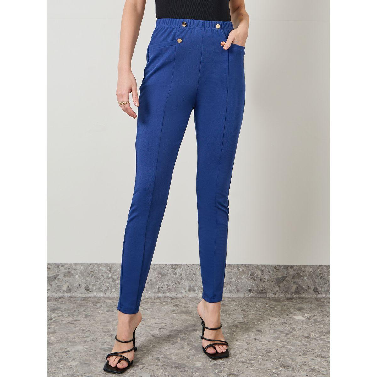 Styli Button & Pocket Detail Ankle Length Treggings-women-clothing-bottoms-leggings-image-2