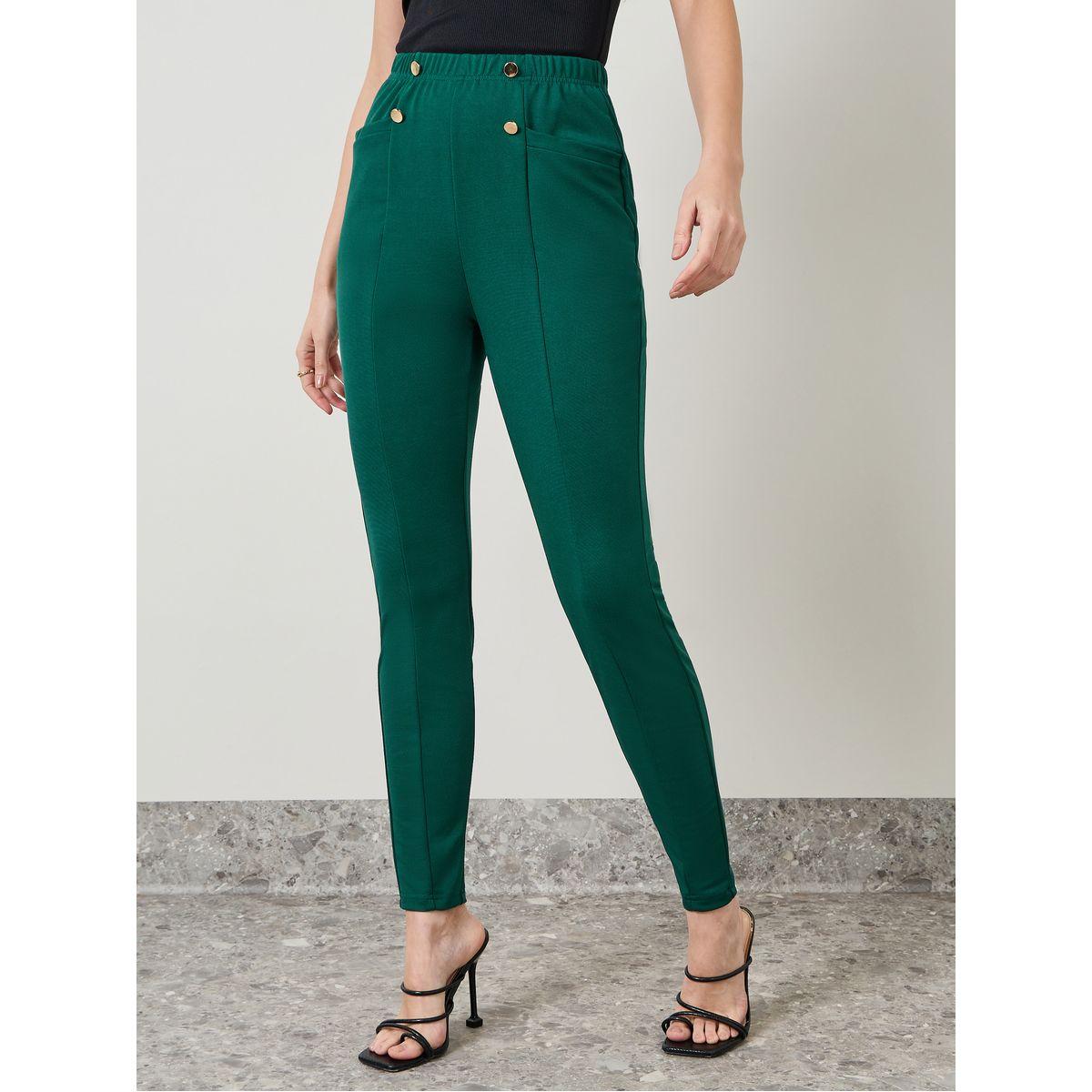 Styli Button & Pocket Detail Ankle Length Treggings-women-clothing-bottoms-leggings-image-1