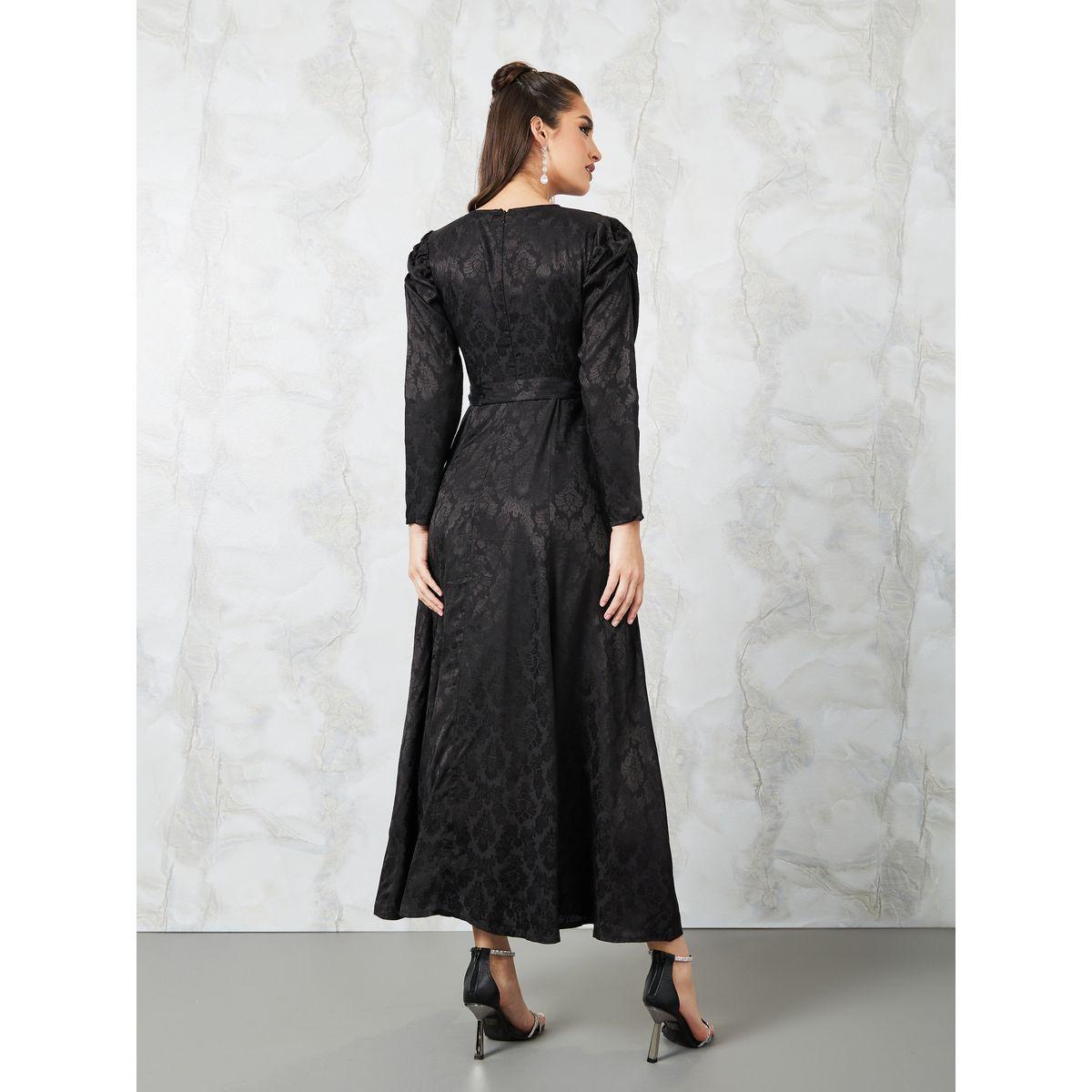 فستان طويل بأكمام منفوشة وحزام-women-clothing-dresses-image-4