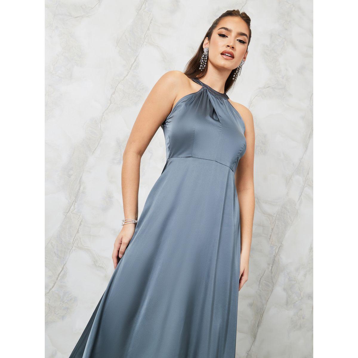 Styli Halter Neck Satin A-Line Maxi Dress-women-clothing-dresses-image-2