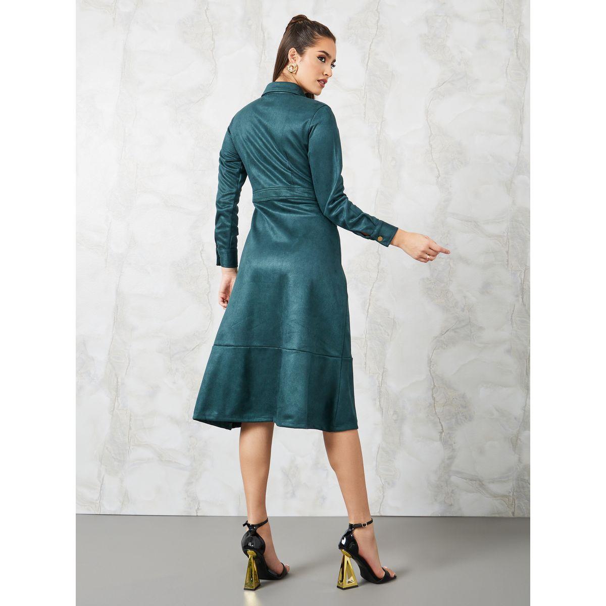 فستان ميدي بأزرار غلق وجيوب-women-clothing-dresses-image-4